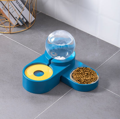 Spherical Double Cat and Small Dog Bowl With Automatic Water Refill