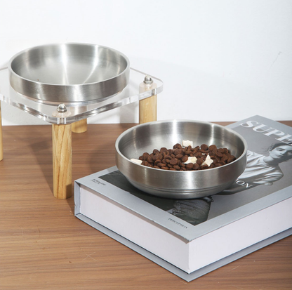 304 Stainless Steel Pet Food Bowl With Acrylic Stand