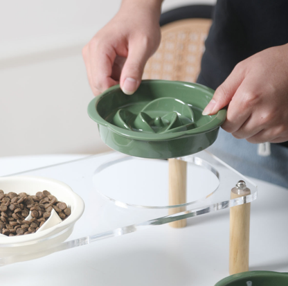 Ceramic Slow Feeder Bowl / Water Bowl with Optional Acrylic Stand