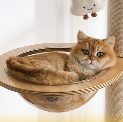 Solid Wood Capsule Multi-Level Cat Tree – 163cm