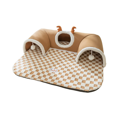 Reindeer Hide-and-Seek Cat Tunnel Bed