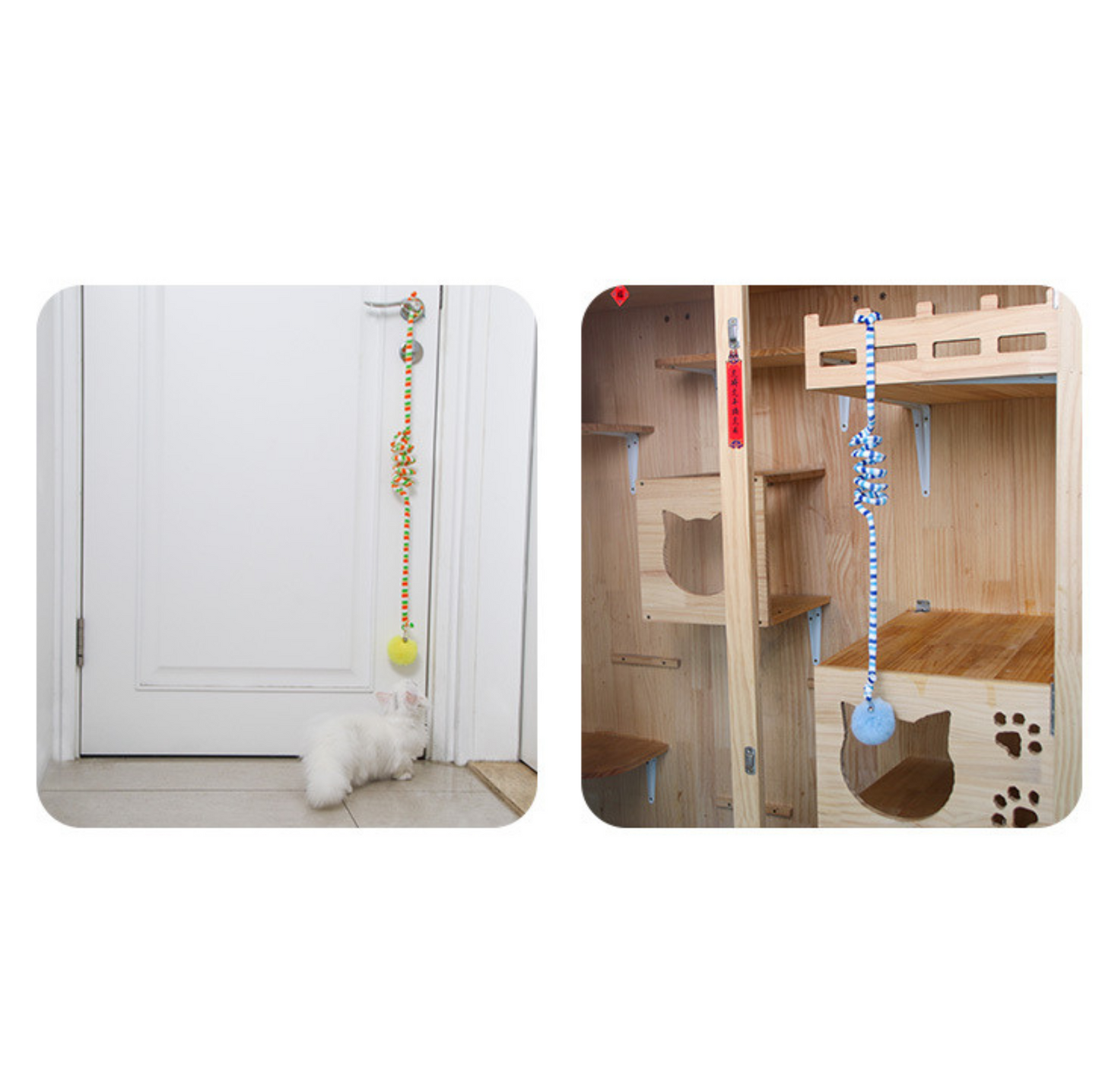 Hanging Elastic Cat Teaser Toy – Interactive Pom Ball with Suction Cup