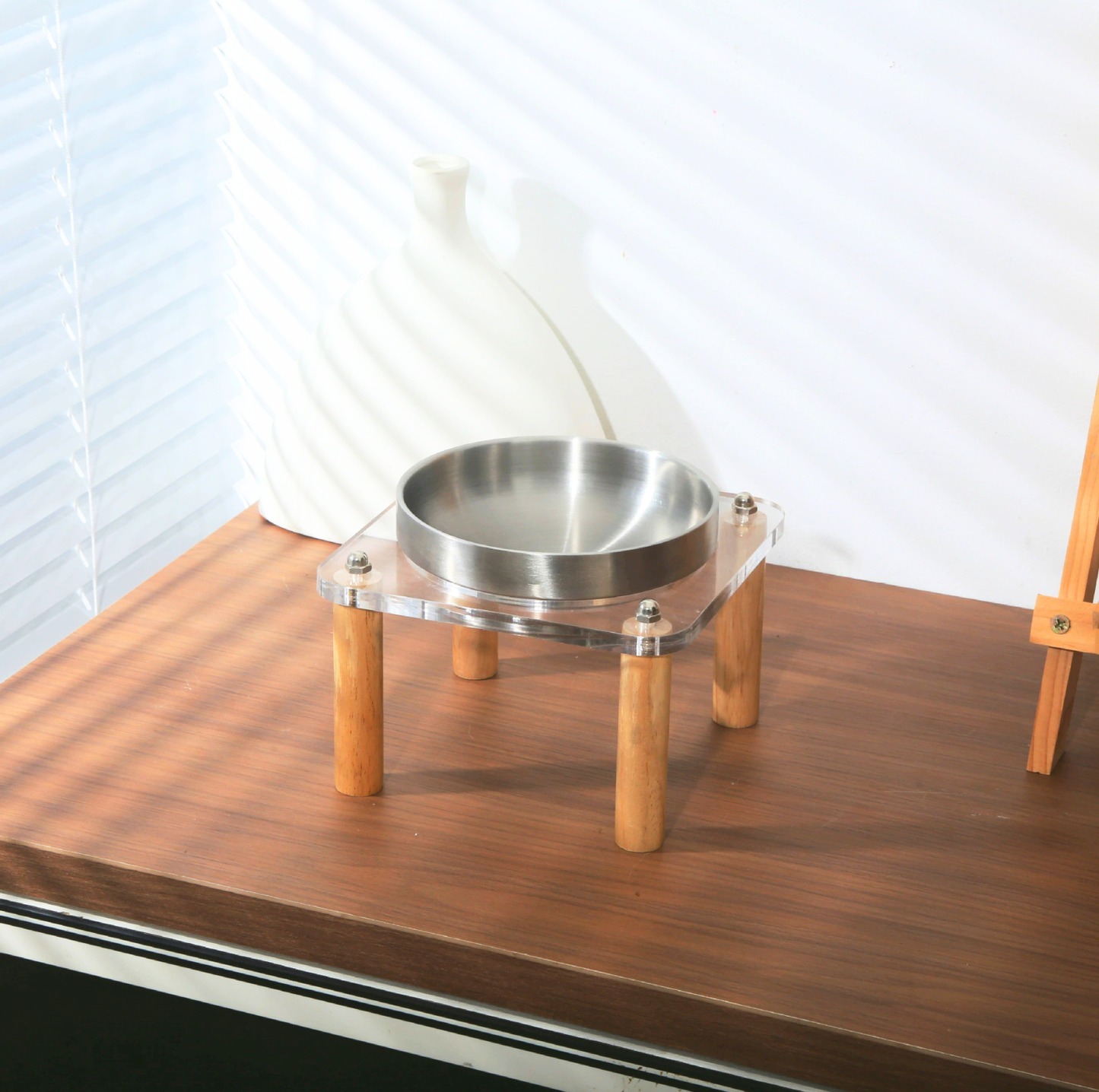 304 Stainless Steel Pet Food Bowl With Acrylic Stand