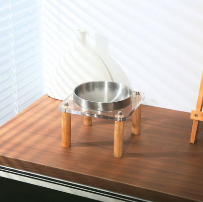 304 Stainless Steel Pet Food Bowl With Acrylic Stand