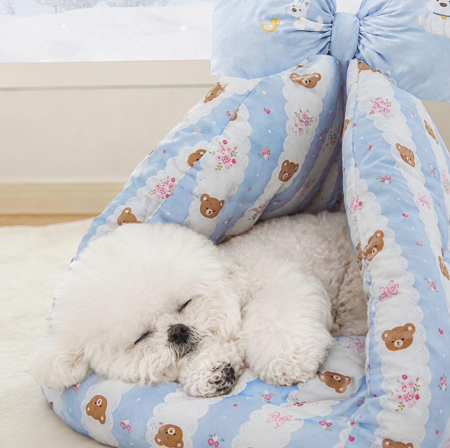 Bowknot Teepee Pet Bed with Removable Cushion