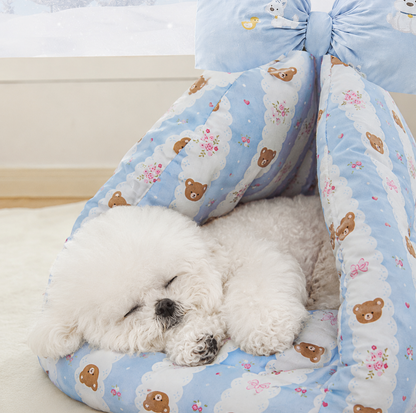 Bowknot Teepee Pet Bed with Removable Cushion