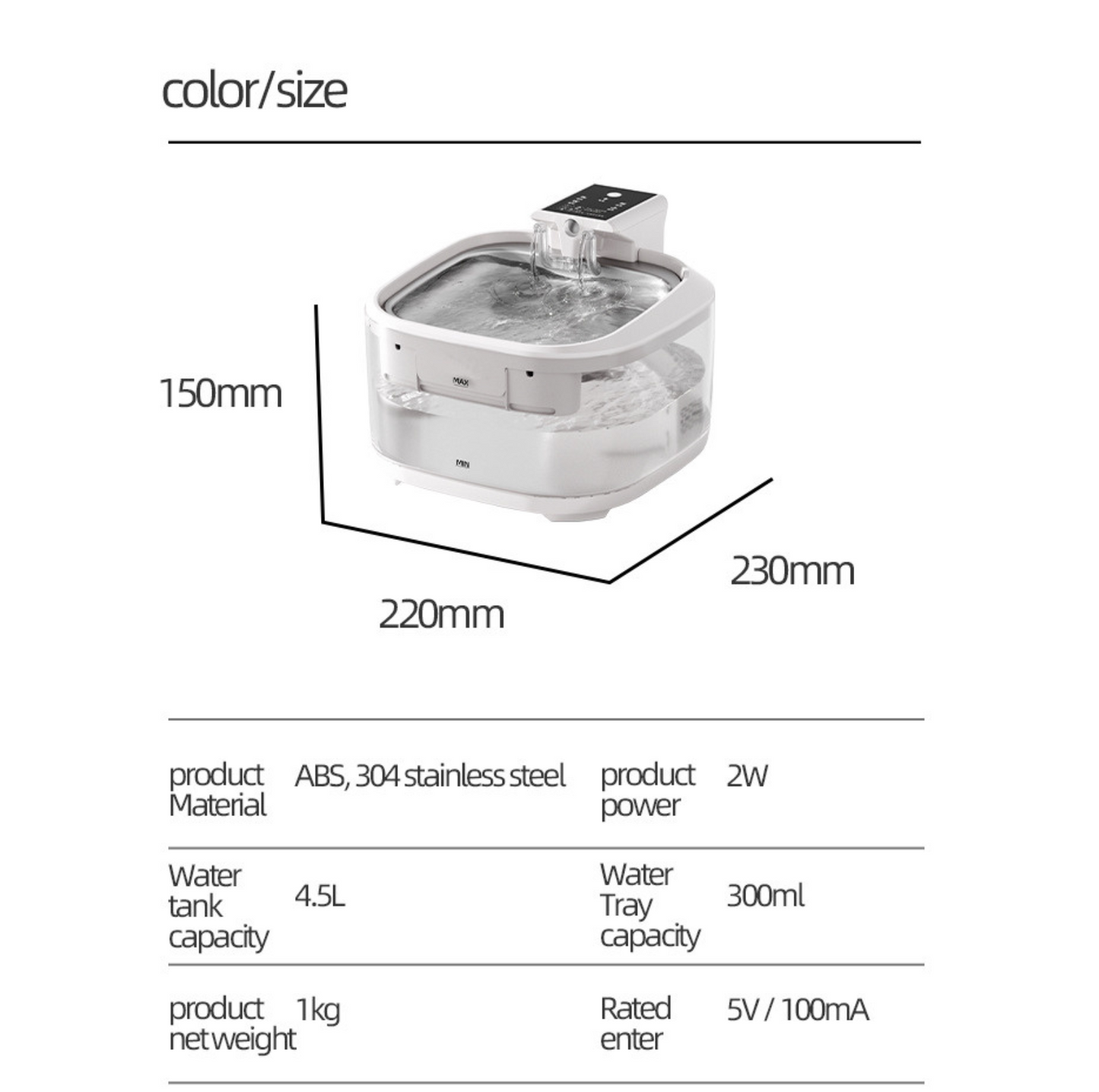 4.5L Rechargeable Wireless Pet Water Fountain