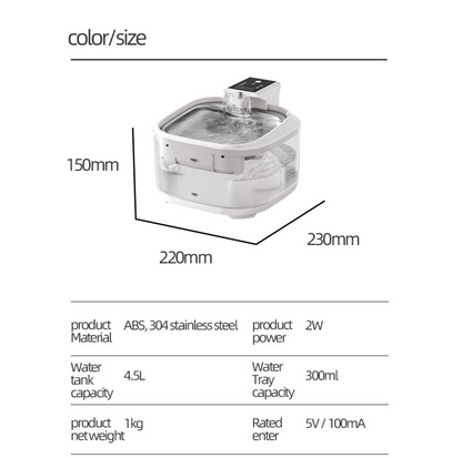 4.5L Rechargeable Wireless Pet Water Fountain