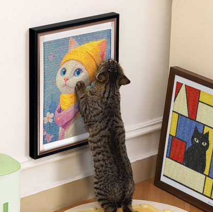 Framed Sisal Cat Scratching Board – Wall-Mounted Decorative Vertical Cat Scratcher