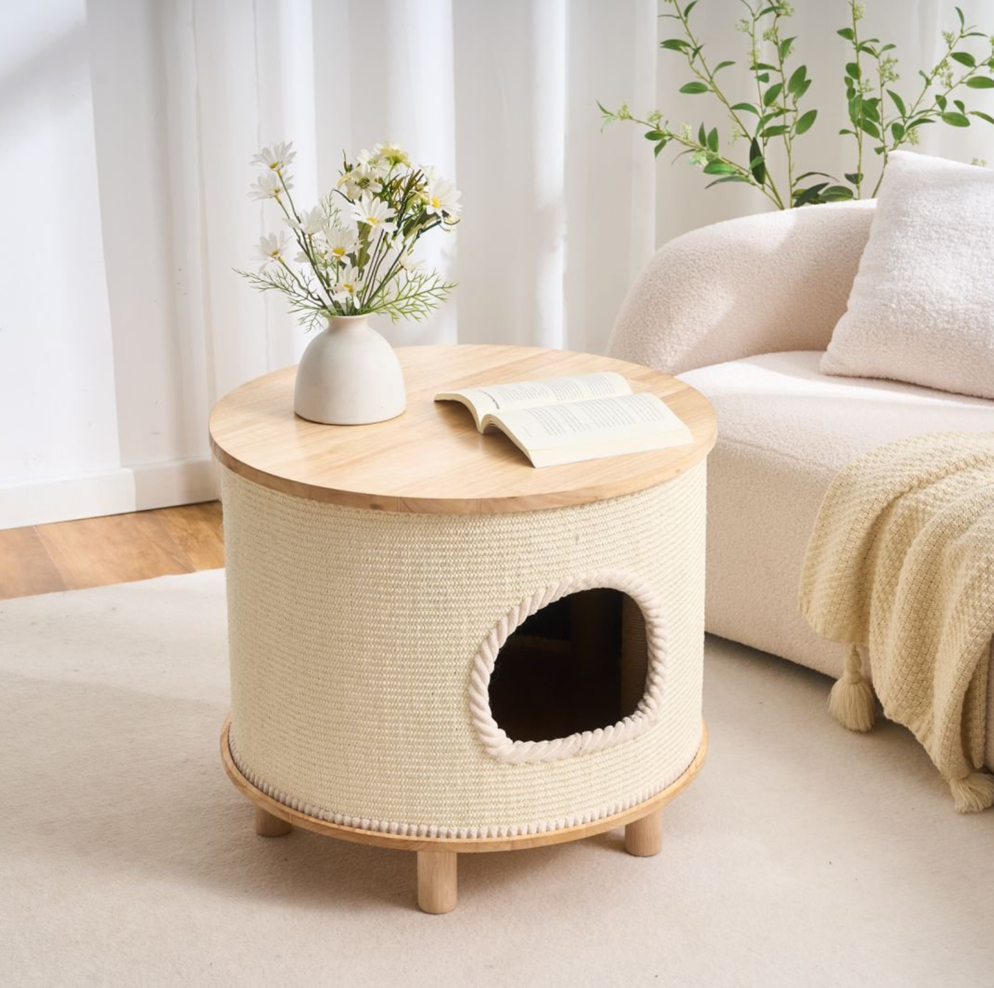 Multifunctional Woven Sisal Cat House – Side Table or Stool