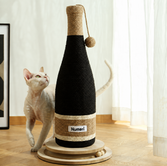 NUMERI® Wine Bottle Cat Scratching Post with Rotating Ball-Track Base