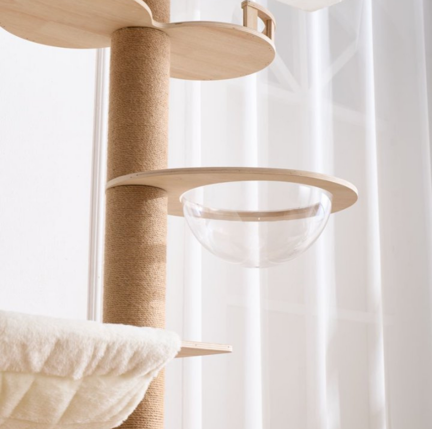 Height Adjustable Wooden Floor-to-Ceiling Cat Tower