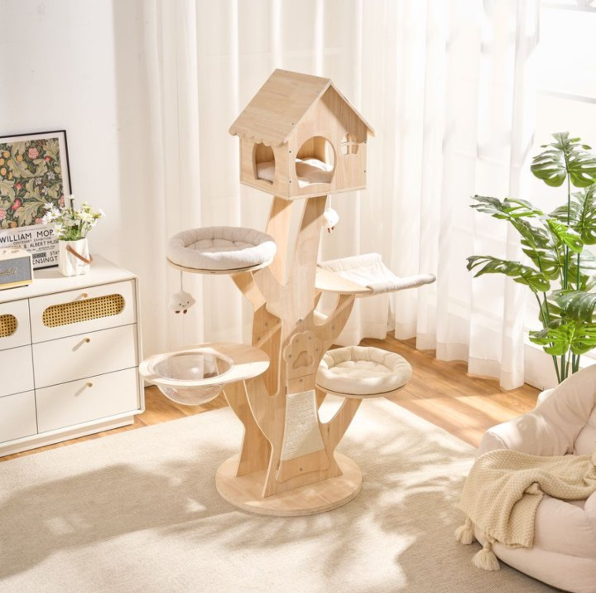 Treehouse Solid Wood Cat Villa Tower – 165 cm