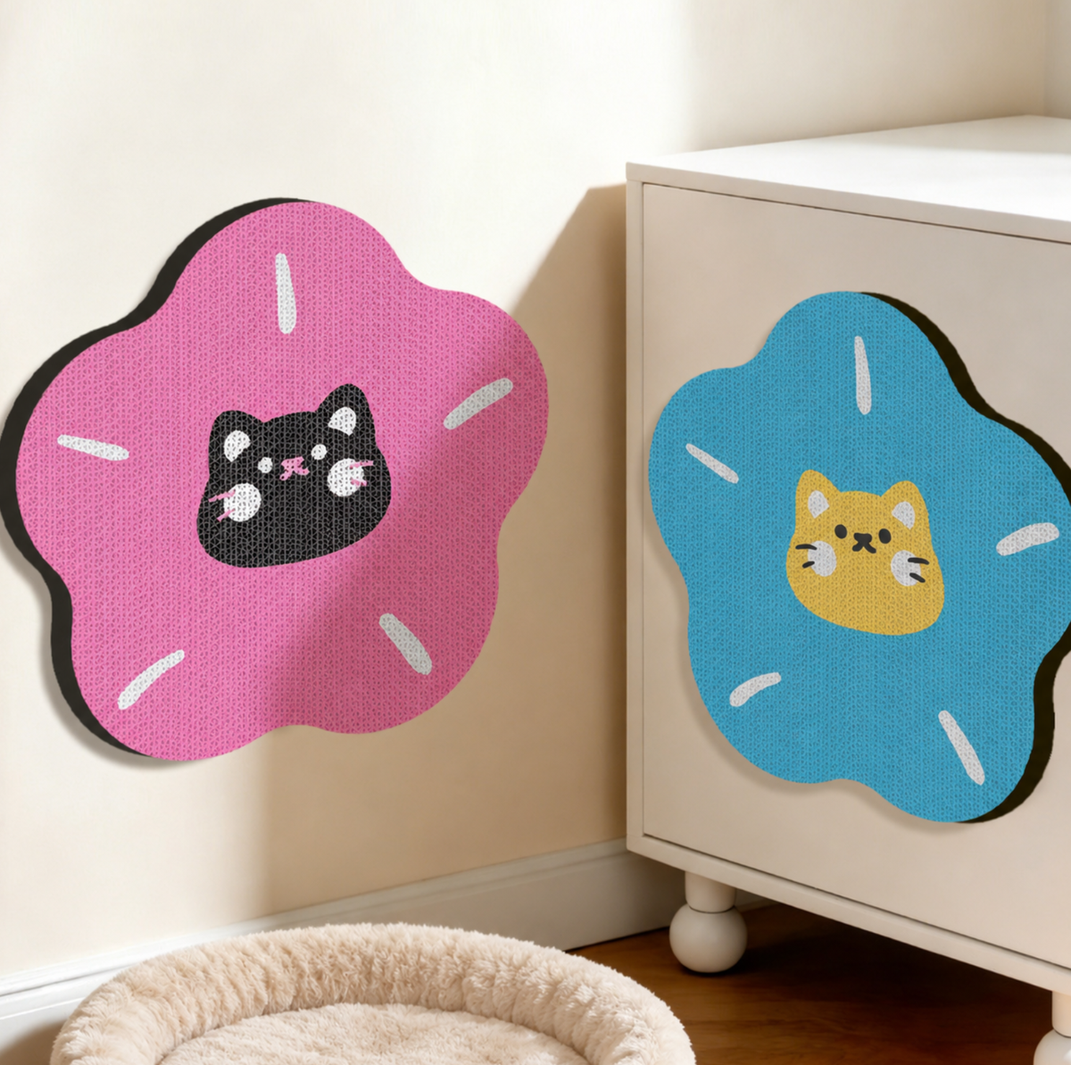 Flower-Shaped Self-Adhesive Corrugated Cat Scratcher