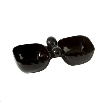 Ceramic Double Pet Bowl with Bow Design