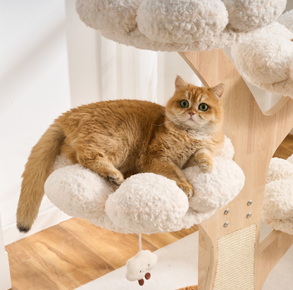 Flower Series Cat Tree – White Bloom (4 Platforms)