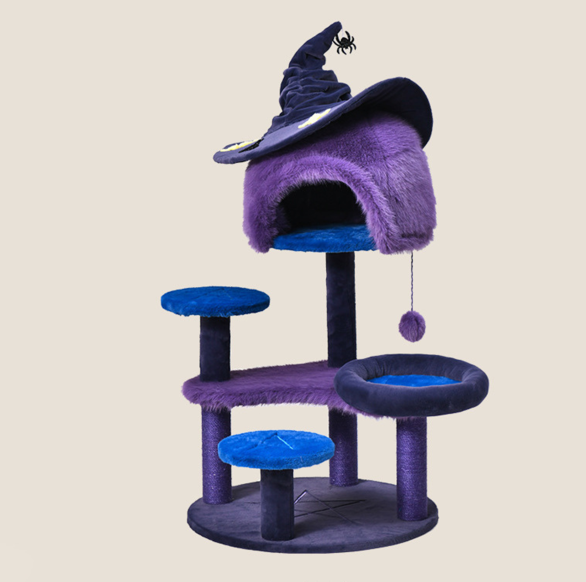 Halloween Witch Hat Cat Tree with Condo