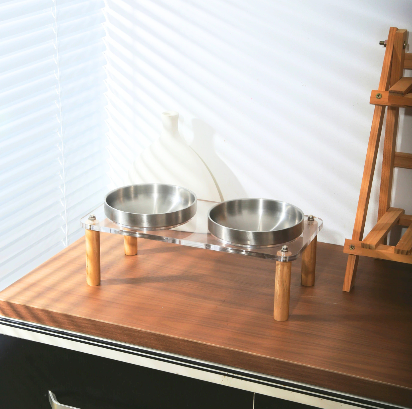 304 Stainless Steel Pet Food Bowl With Acrylic Stand