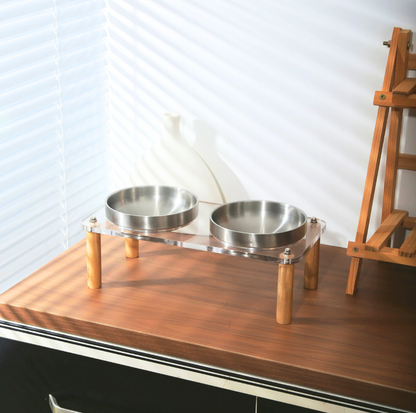 304 Stainless Steel Pet Food Bowl With Acrylic Stand