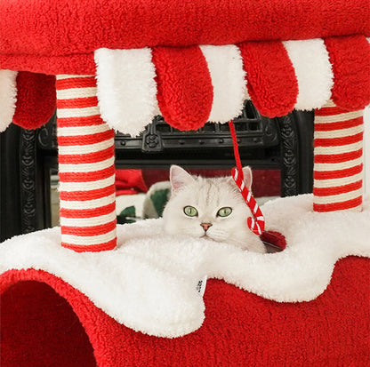 ZeZe Christmas Train Cat Tree: Holiday-Themed Climbing Frame & Toy for Cats