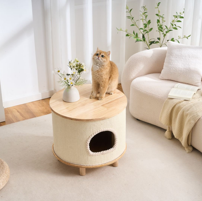 Multifunctional Woven Sisal Cat House – Side Table or Stool