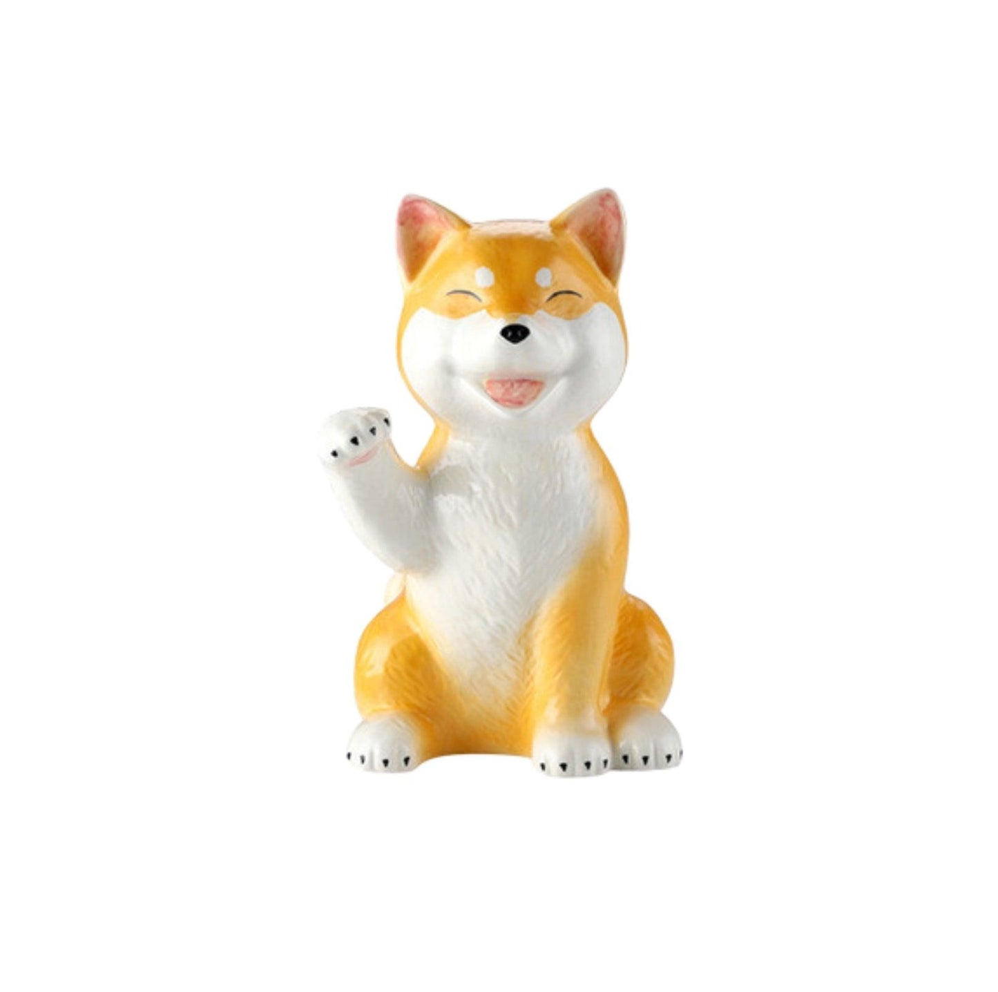 Shiba Dog-Inspired Ceramic Home Decor Ornament- With Randomly Selected Bib Accessory