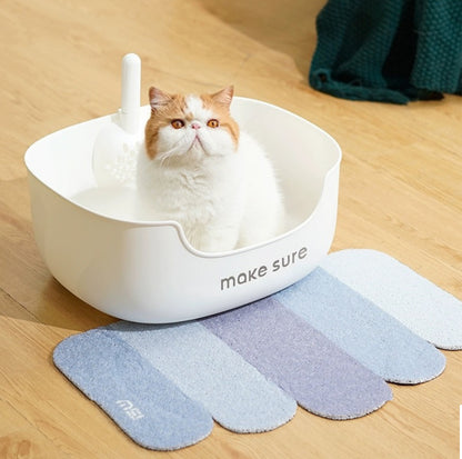 Makesure Open Cat Litter Tray Cat Litter Box  (Litter mat included)