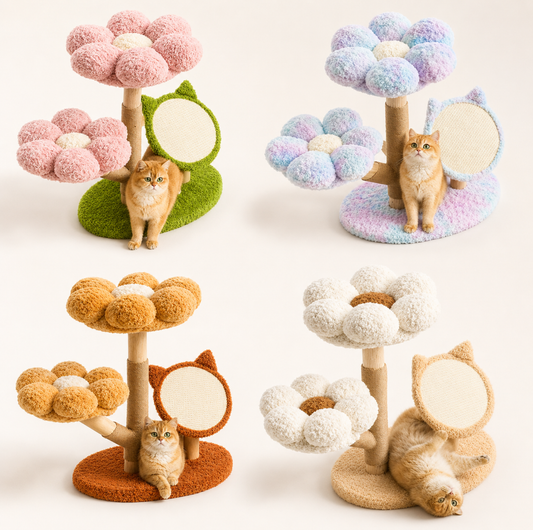 Four Seasons Natural Wood Flower Cat Tree