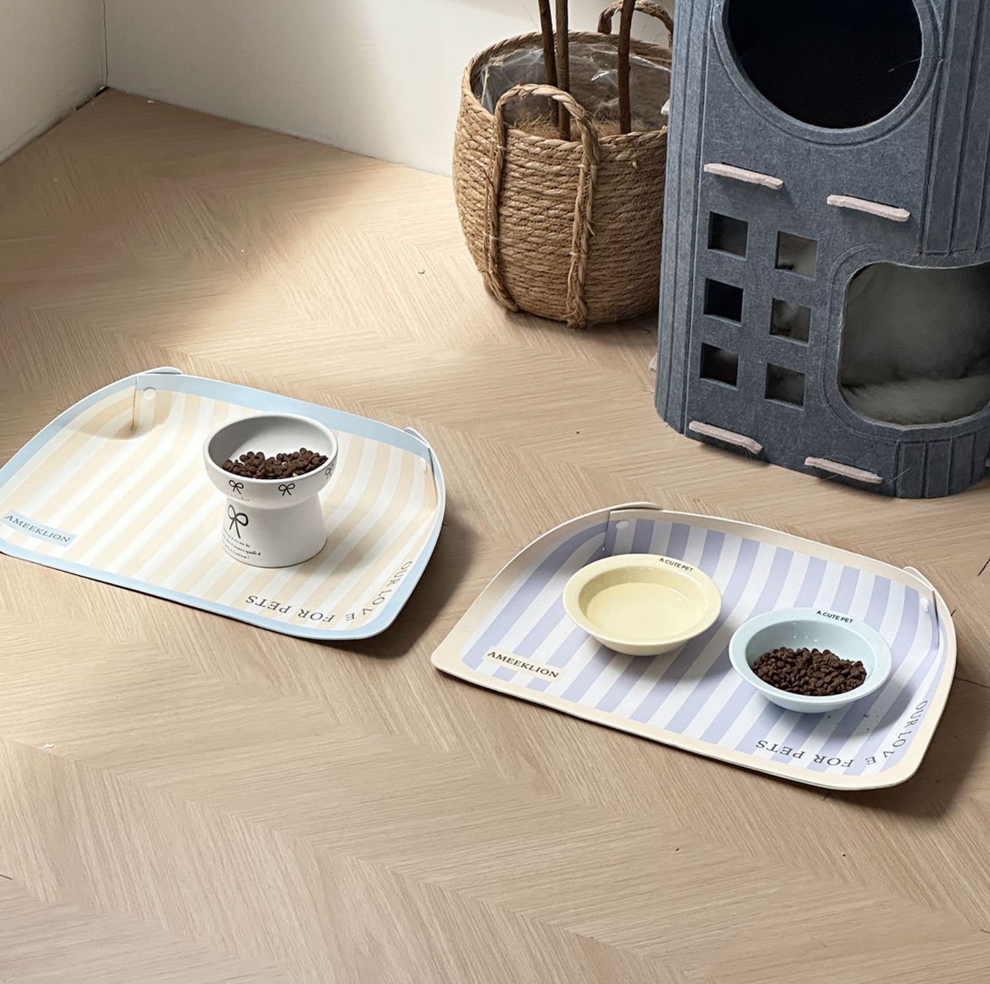 Strip Pattern Foldable PU Pet Feeding Mat