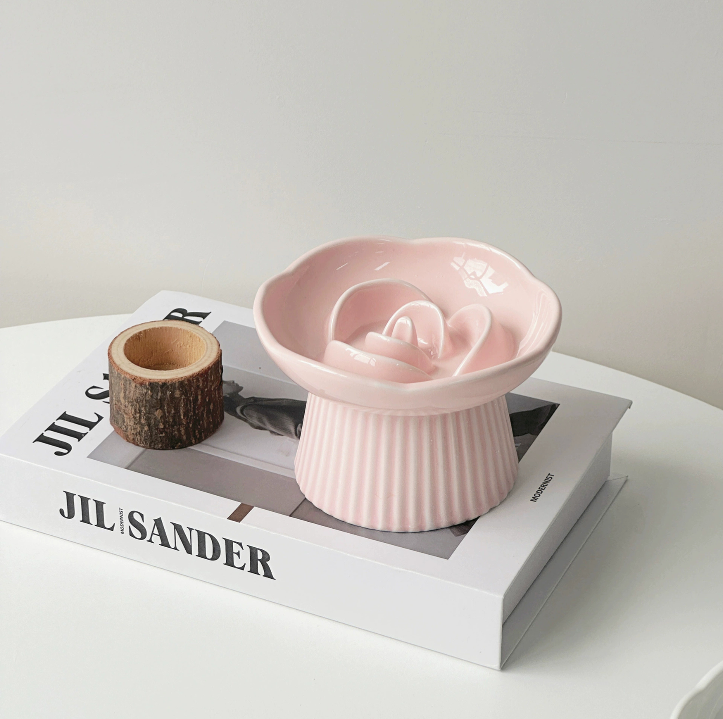 Rose-Styled Elevated Ceramic Pet Slow Feeder