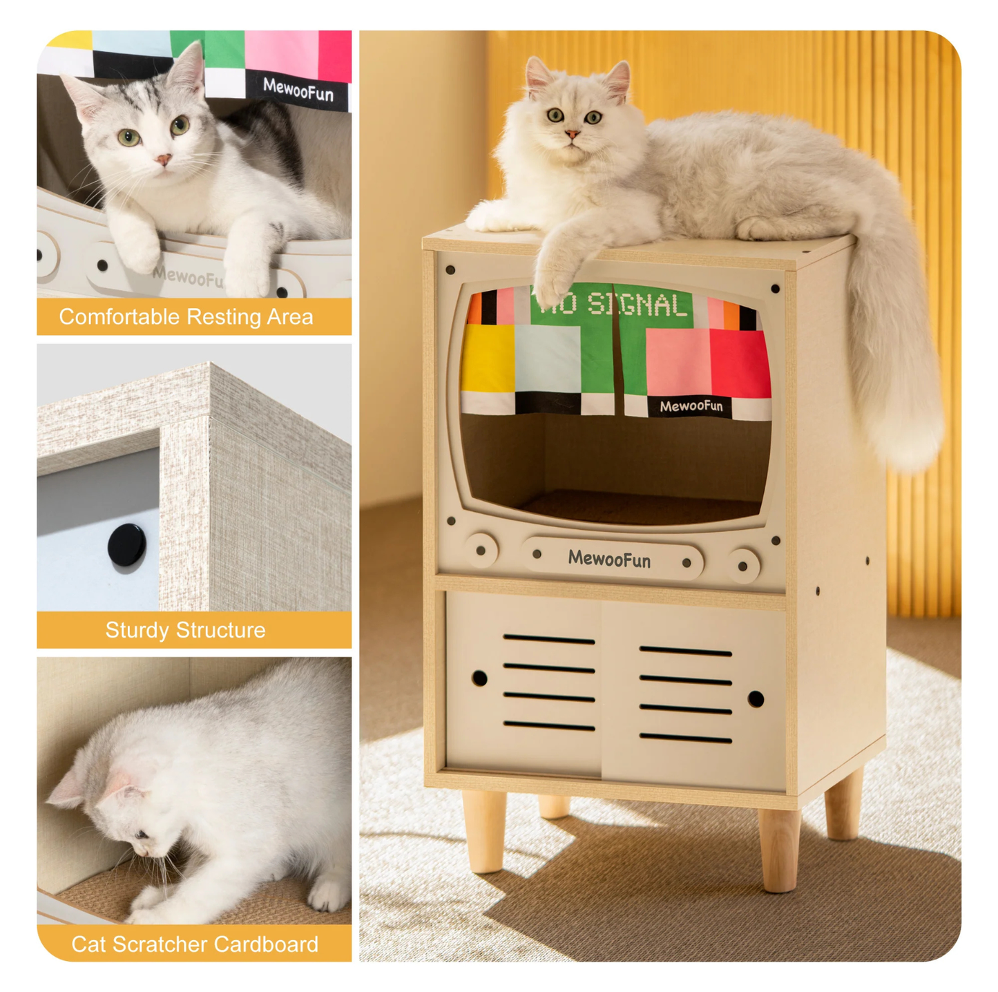 Wooden Retro TV Cat House & Storage Unit