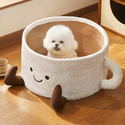 Tea Cup Pet Bed with Cotton Rope Mat