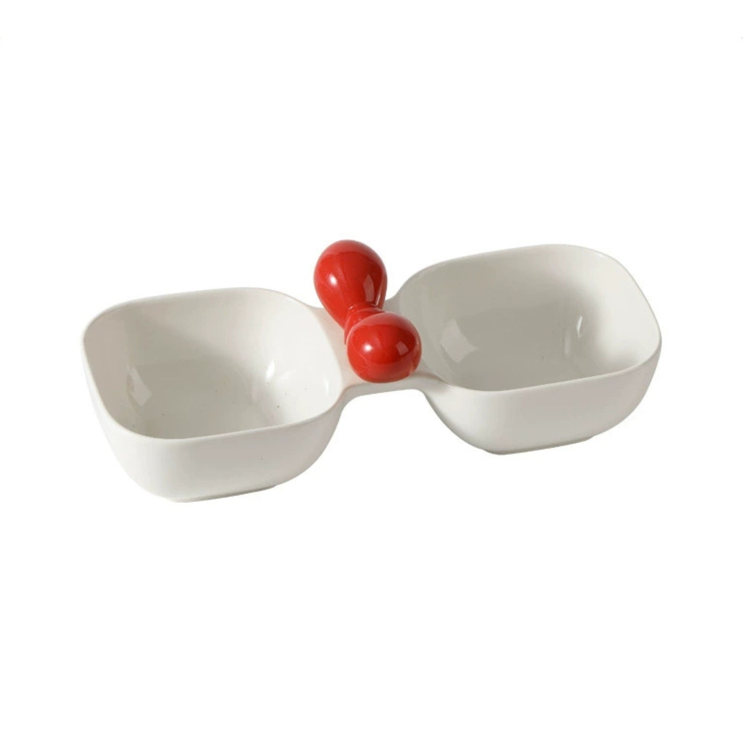 Ceramic Double Pet Bowl with Bow Design