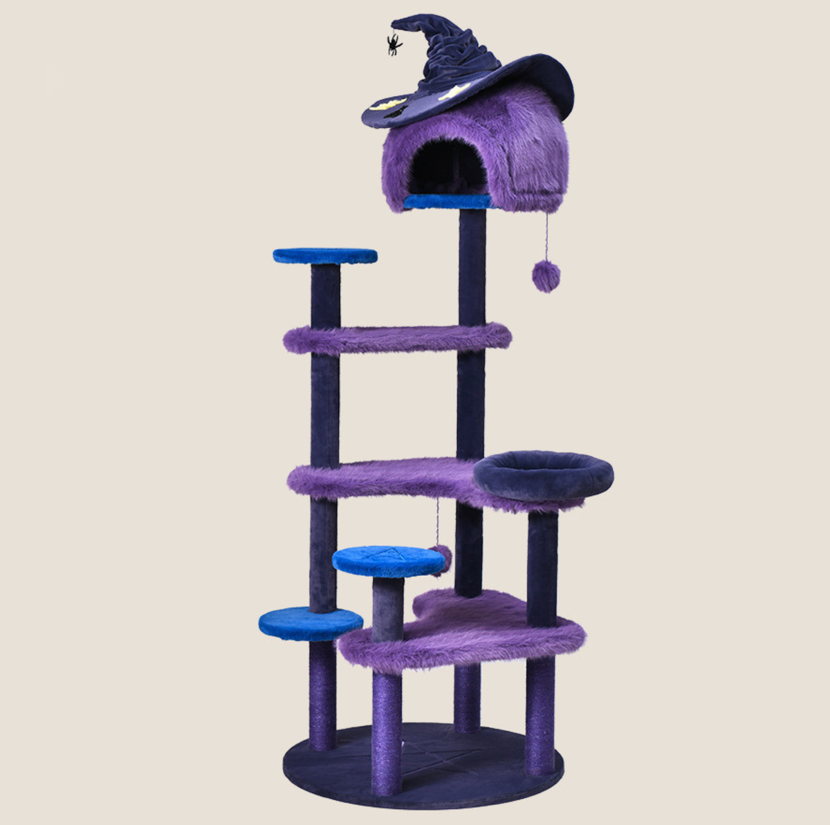 Halloween Witch Hat Cat Tree with Condo