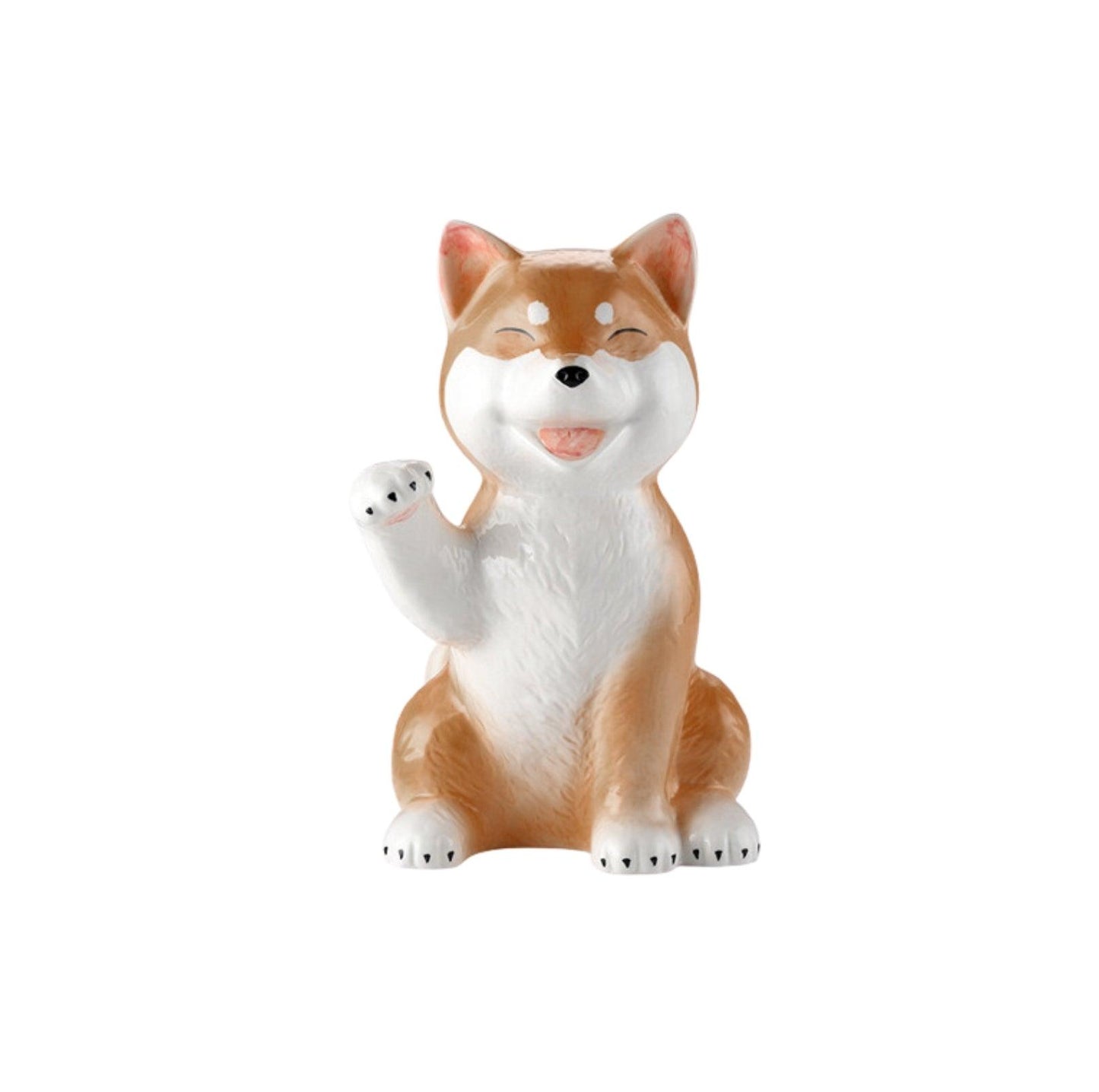 Shiba Dog-Inspired Ceramic Home Decor Ornament- With Randomly Selected Bib Accessory