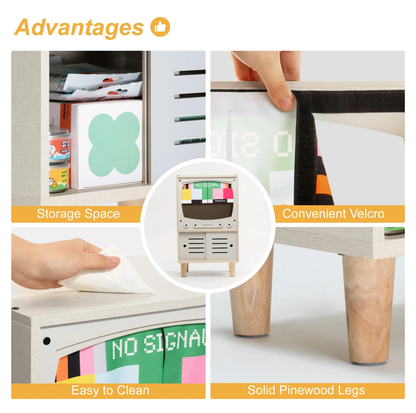 Wooden Retro TV Cat House & Storage Unit