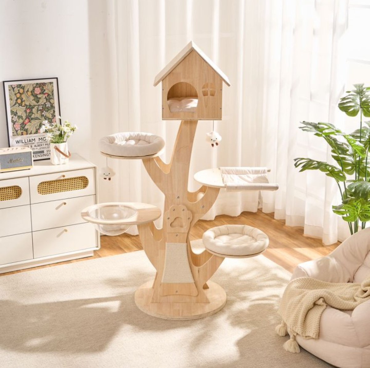 Treehouse Solid Wood Cat Villa Tower – 165 cm
