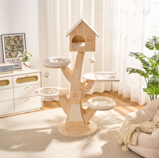 Treehouse Solid Wood Cat Villa Tower – 165 cm