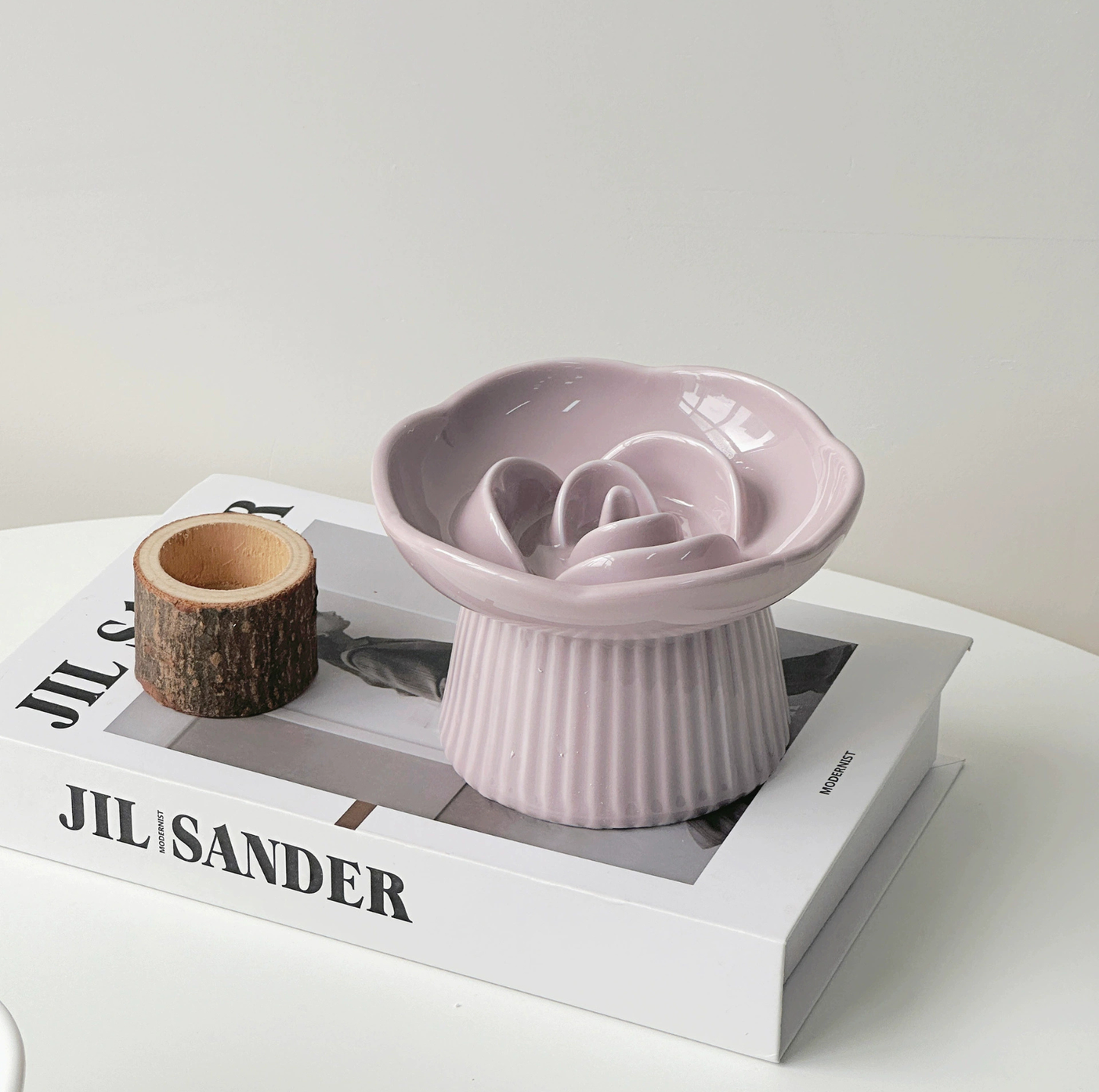 Rose-Styled Elevated Ceramic Pet Slow Feeder