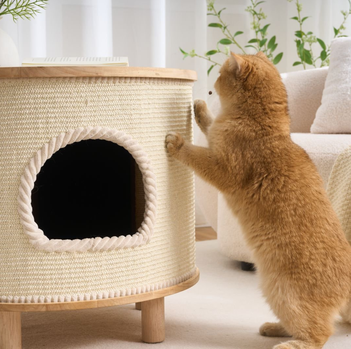 Multifunctional Woven Sisal Cat House – Side Table or Stool
