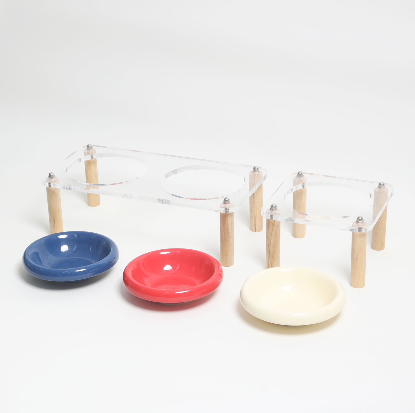 Pop Colour Ceramic Pet Bowl with Elevated Acrylic or Wooden Stand