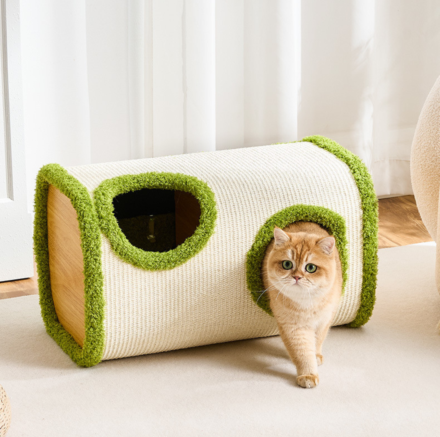 Dual-Level Full Sisal Cat Condo Tower with Top Lounge