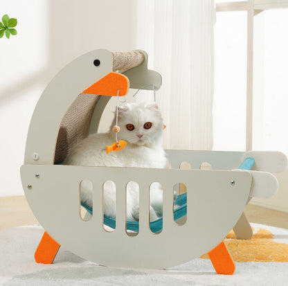 Cartoon Goose Shaped Cat Scratcher and Bed