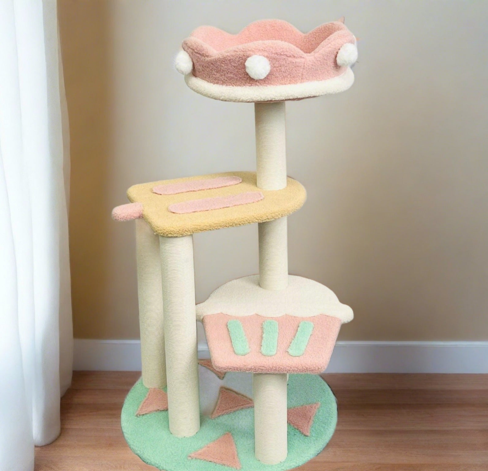 Ice Cream-Styled Cat Tree with Jumping Platforms & Top Bed - {{product.type}} - PawPawUp