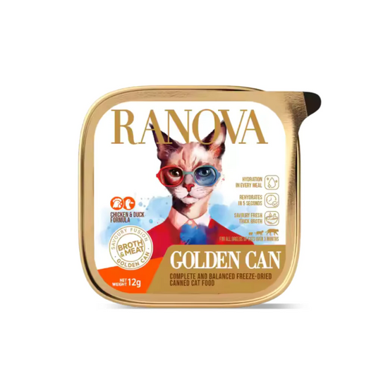 RANOVA Complete Freeze-Dried Canned Cat Food -  Golden Can, Chicken & Duck (12g)