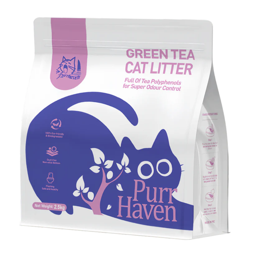 Purr Haven Green Tea Cat Litter 2.5kg – Flushable Plant-Based Clumping Formula
