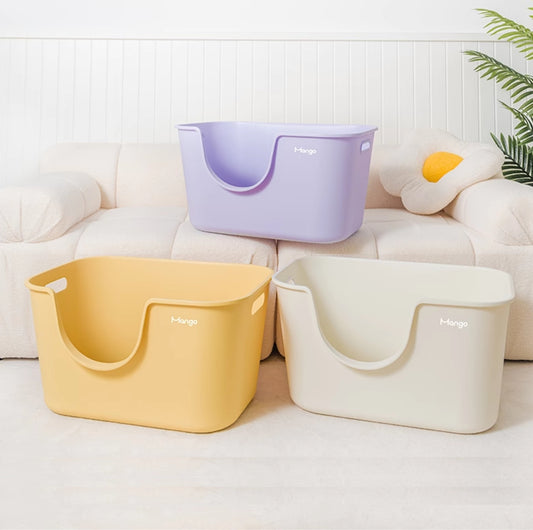 Mango Large High Edge Cat Litter Box - Mess-Free Design for Big Cats (61.5*41.5*33cm)