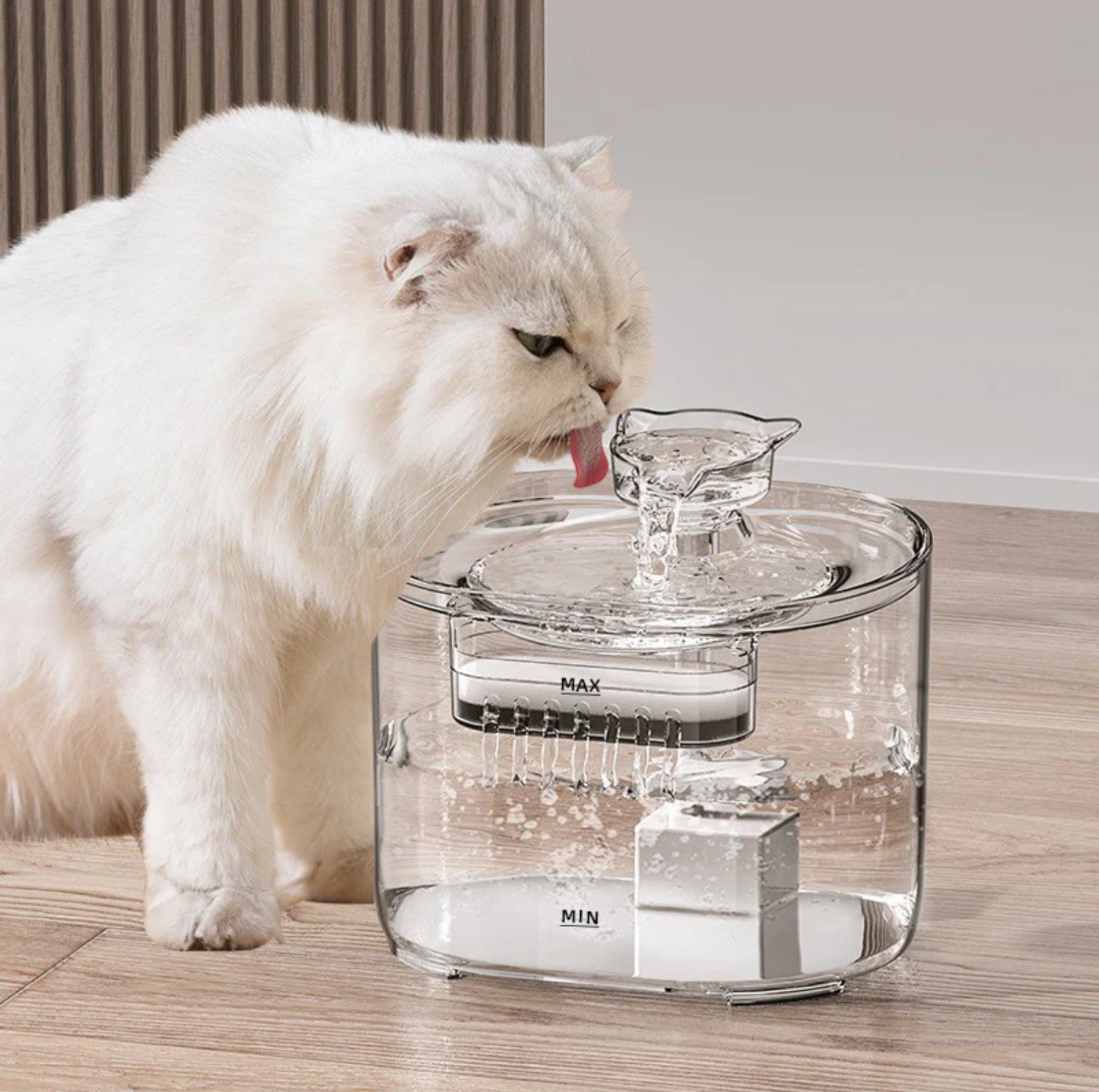 2.2L Transparent Pet Water Fountain with Dual Flow Mode