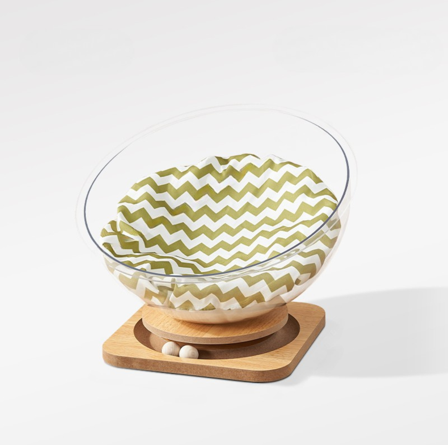 Clear Acrylic All-Season Cat Nest – Modern Floating Pod Bed with Wooden Base