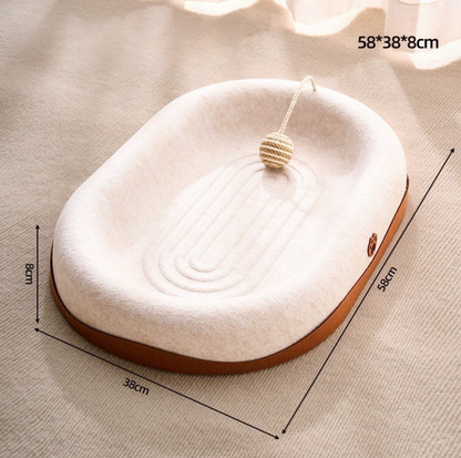Oval Felt Cat Scratching Bed – Dual-Use Lounger & Claw Care Nest